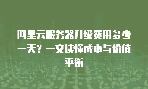 阿里云服务器升级费用多少一天？一文读懂成本与价值平衡