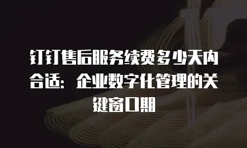 钉钉售后服务续费多少天内合适：企业数字化管理的关键窗口期