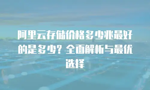 阿里云存储价格多少兆最好的是多少？全面解析与最优选择