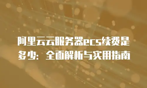 阿里云云服务器ecs续费是多少：全面解析与实用指南