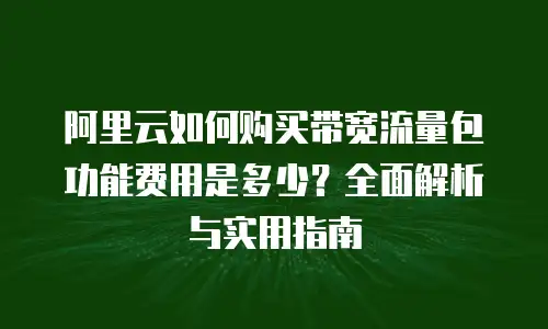 阿里云如何购买带宽流量包功能费用是多少？全面解析与实用指南