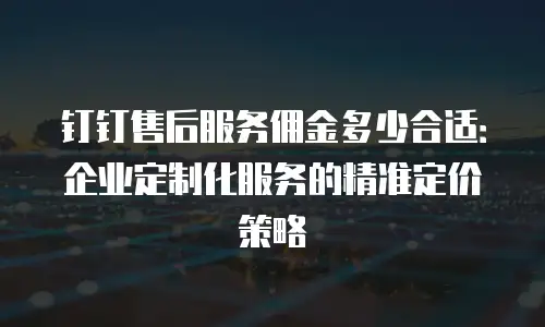 钉钉售后服务佣金多少合适：企业定制化服务的精准定价策略