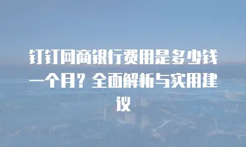钉钉网商银行费用是多少钱一个月？全面解析与实用建议