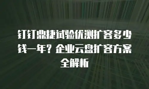 钉钉鼎捷试验优测扩容多少钱一年？企业云盘扩容方案全解析
