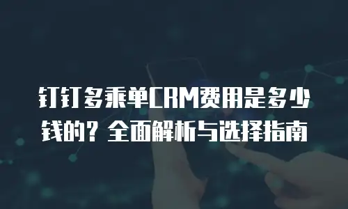 钉钉多乘单CRM费用是多少钱的？全面解析与选择指南