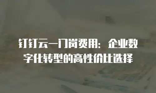 钉钉云一门岗费用：企业数字化转型的高性价比选择