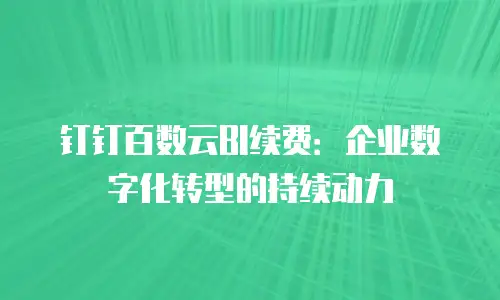 钉钉百数云BI续费：企业数字化转型的持续动力