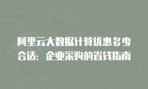 阿里云大数据计算优惠多少合适：企业采购的省钱指南