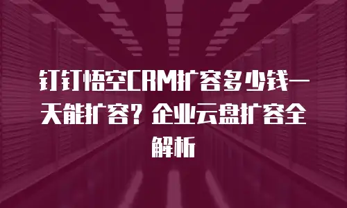 钉钉悟空CRM扩容多少钱一天能扩容？企业云盘扩容全解析