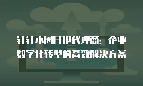 钉钉小圈ERP代理商：企业数字化转型的高效解决方案