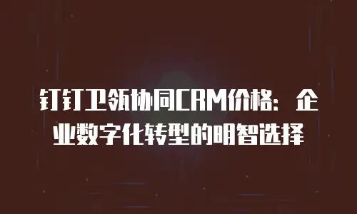 钉钉卫瓴协同CRM价格：企业数字化转型的明智选择