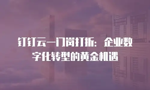 钉钉云一门岗打折：企业数字化转型的黄金机遇