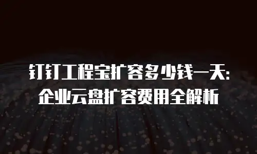 钉钉工程宝扩容多少钱一天：企业云盘扩容费用全解析