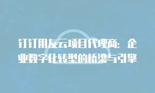 钉钉用友云项目代理商：企业数字化转型的桥梁与引擎