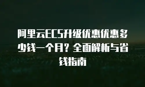 阿里云ECS升级优惠优惠多少钱一个月？全面解析与省钱指南