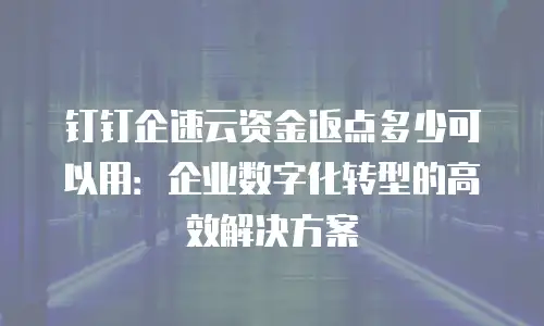 钉钉企速云资金返点多少可以用：企业数字化转型的高效解决方案