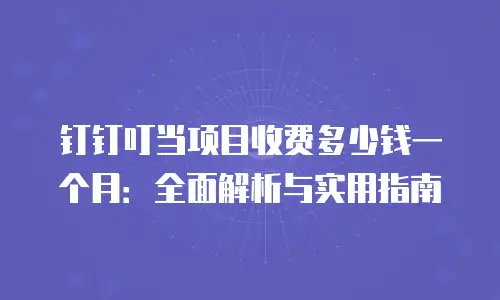 钉钉叮当项目收费多少钱一个月：全面解析与实用指南