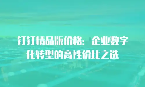 钉钉精品版价格：企业数字化转型的高性价比之选