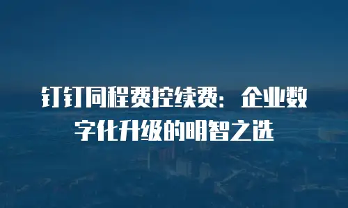 钉钉同程费控续费：企业数字化升级的明智之选