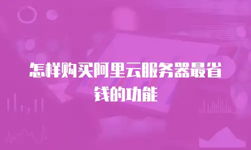 怎样购买阿里云服务器最省钱的功能