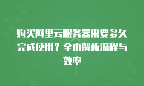 购买阿里云服务器需要多久完成使用？全面解析流程与效率