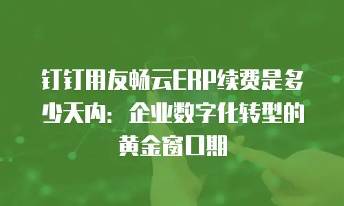 钉钉用友畅云ERP续费是多少天内：企业数字化转型的黄金窗口期