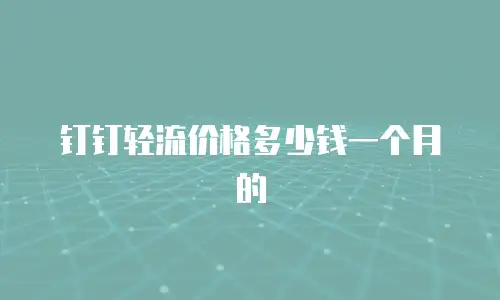 钉钉轻流价格多少钱一个月的