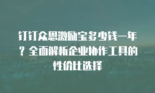 钉钉众恩激励宝多少钱一年？全面解析企业协作工具的性价比选择