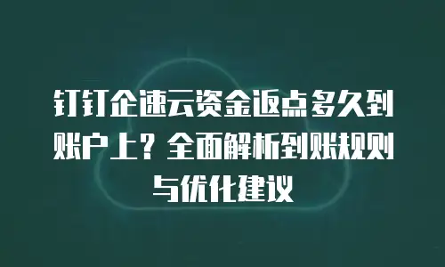 钉钉企速云资金返点多久到账户上？全面解析到账规则与优化建议