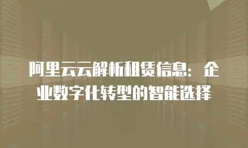 阿里云云解析租赁信息：企业数字化转型的智能选择