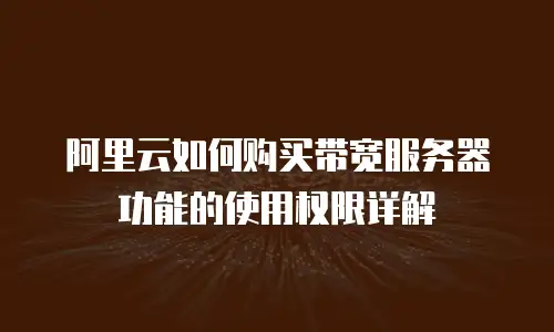 阿里云如何购买带宽服务器功能的使用权限详解