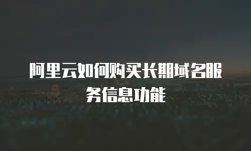 阿里云如何购买长期域名服务信息功能