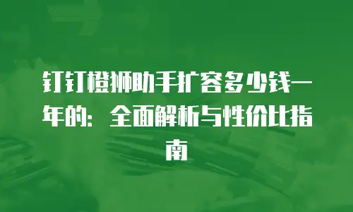 钉钉橙狮助手扩容多少钱一年的：全面解析与性价比指南