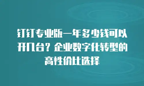 钉钉专业版一年多少钱可以开几台？企业数字化转型的高性价比选择