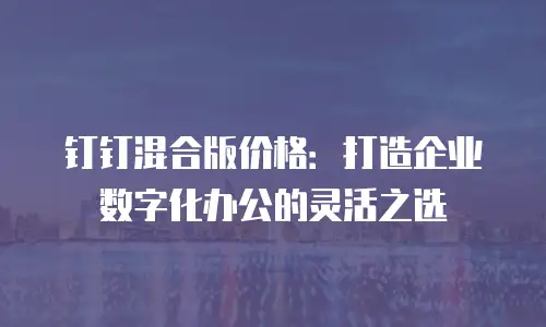 钉钉混合版价格：打造企业数字化办公的灵活之选