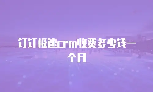 钉钉极速crm收费多少钱一个月