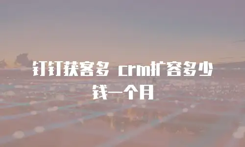 钉钉获客多 crm扩容多少钱一个月