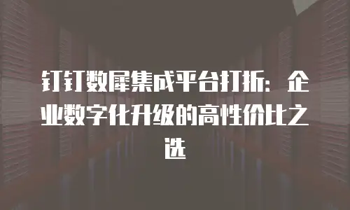 钉钉数犀集成平台打折：企业数字化升级的高性价比之选