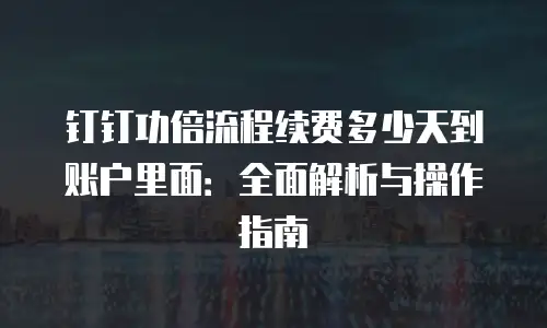钉钉功倍流程续费多少天到账户里面：全面解析与操作指南