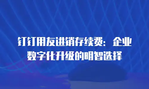钉钉用友进销存续费：企业数字化升级的明智选择