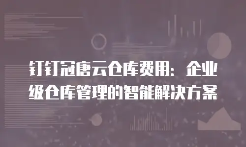 钉钉冠唐云仓库费用：企业级仓库管理的智能解决方案