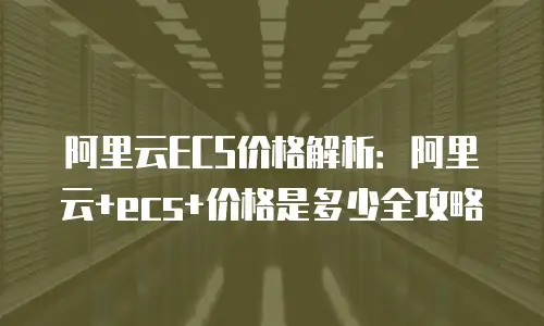 阿里云ECS价格解析：阿里云+ecs+价格是多少全攻略