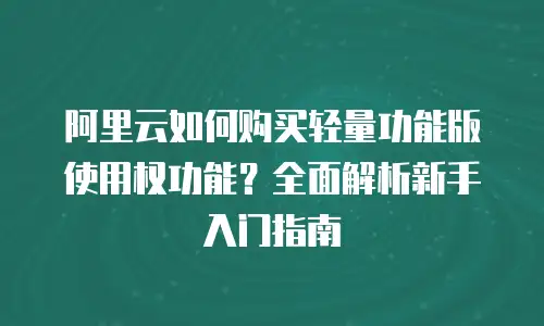 阿里云如何购买轻量功能版使用权功能？全面解析新手入门指南