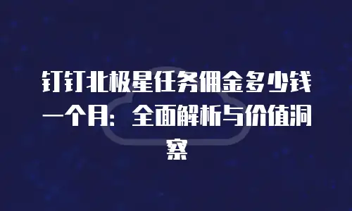 钉钉北极星任务佣金多少钱一个月：全面解析与价值洞察