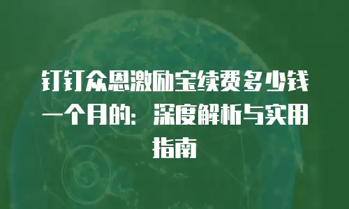 钉钉众恩激励宝续费多少钱一个月的：深度解析与实用指南