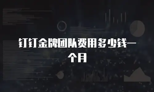 钉钉金牌团队费用多少钱一个月