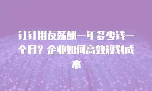 钉钉用友薪酬一年多少钱一个月？企业如何高效规划成本