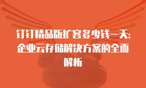 钉钉精品版扩容多少钱一天：企业云存储解决方案的全面解析