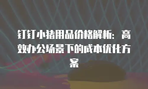 钉钉小猪用品价格解析：高效办公场景下的成本优化方案