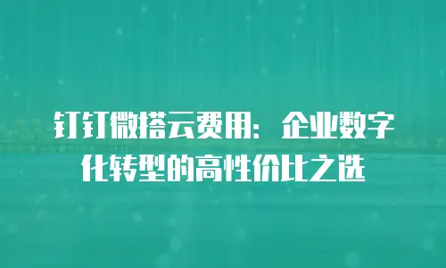 钉钉微搭云费用：企业数字化转型的高性价比之选